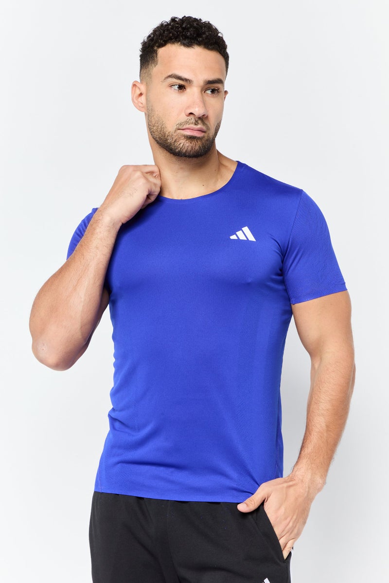 Adidas تي شيرت تدريب قصير الأكمام للرجال بتصميم ضيق، أزرق - Image 1