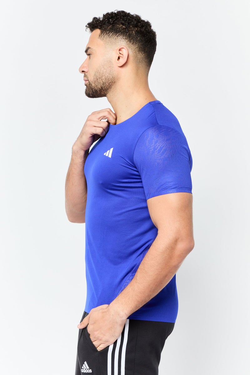 Adidas تي شيرت تدريب قصير الأكمام للرجال بتصميم ضيق، أزرق - Image 3