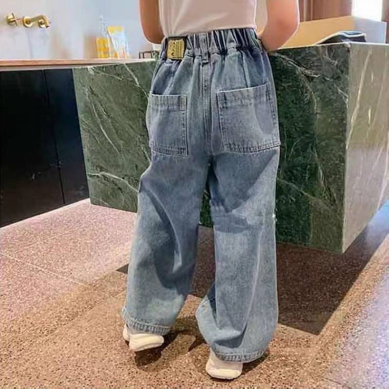 Girls' Jeans Ripped Loose Stylish Distressed Pants Internet Celebrity Straight Pants - Image 5