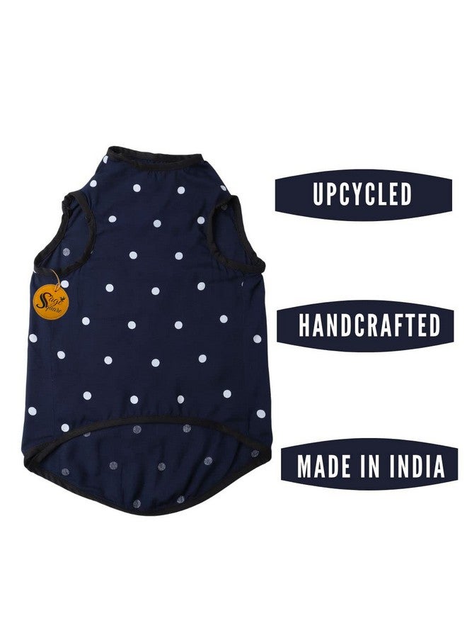 سايج سكوير تي شيرت مطبوع عليه صورة كلب مجنونة، تي شيرت عصري للكلاب، خفيف الوزن وناعم للغاية، ملابس مريحة وجيدة التهوية للكلاب، ملابس عصرية (مقاس صغير جدًا - 10 بوصات) (أزرق بولكا) - Image 3