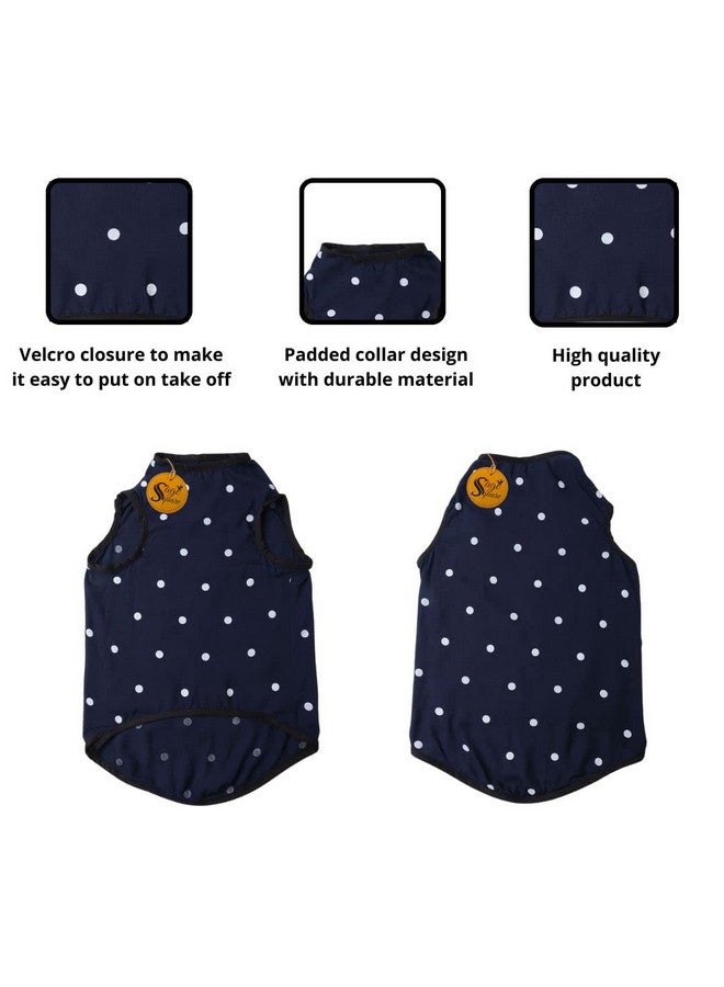 سايج سكوير تي شيرت مطبوع عليه صورة كلب مجنونة، تي شيرت عصري للكلاب، خفيف الوزن وناعم للغاية، ملابس مريحة وجيدة التهوية للكلاب، ملابس عصرية (مقاس صغير جدًا - 10 بوصات) (أزرق بولكا) - Image 4