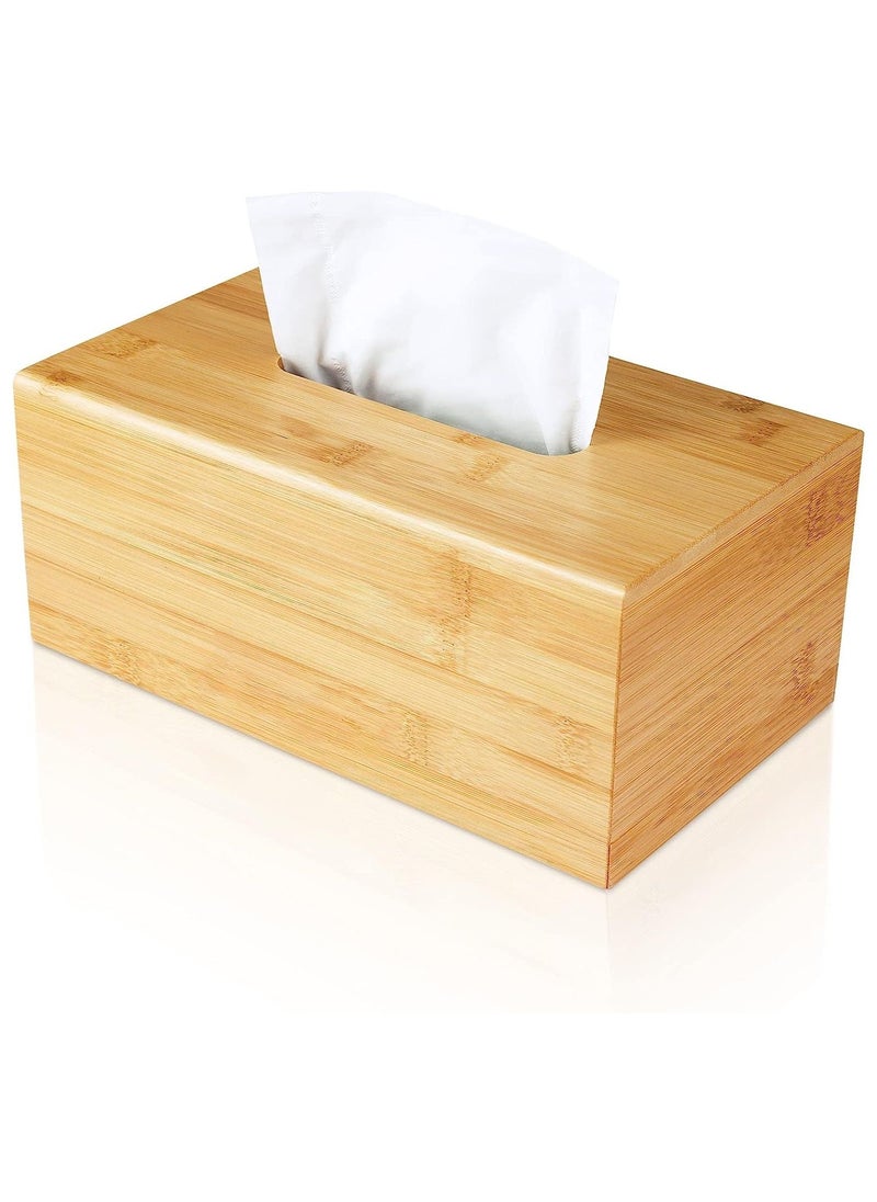 Roman Gifts Premium Bamboo Material Tissue Box Cover Freestanding Organizer for Easy Refill Water Resistant Bathroom Dispenser Suitable for Office Desk Nightstand Home Decor  - Image 3