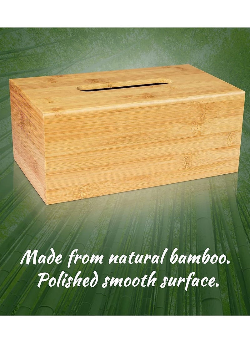Roman Gifts Premium Bamboo Material Tissue Box Cover Freestanding Organizer for Easy Refill Water Resistant Bathroom Dispenser Suitable for Office Desk Nightstand Home Decor  - Image 5