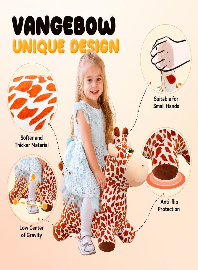 VangeBow Giraffe Bouncy Horse Toys for 1 2 3 4 5 Year Old Kid Gift, Plush Giraffe Ride On Bouncy Animal for Toddlers 1-3, Indoor Outdoor Inflatable Hopping Toys for Girl Boy Birthday Gift(Pump Includ) - Image 4