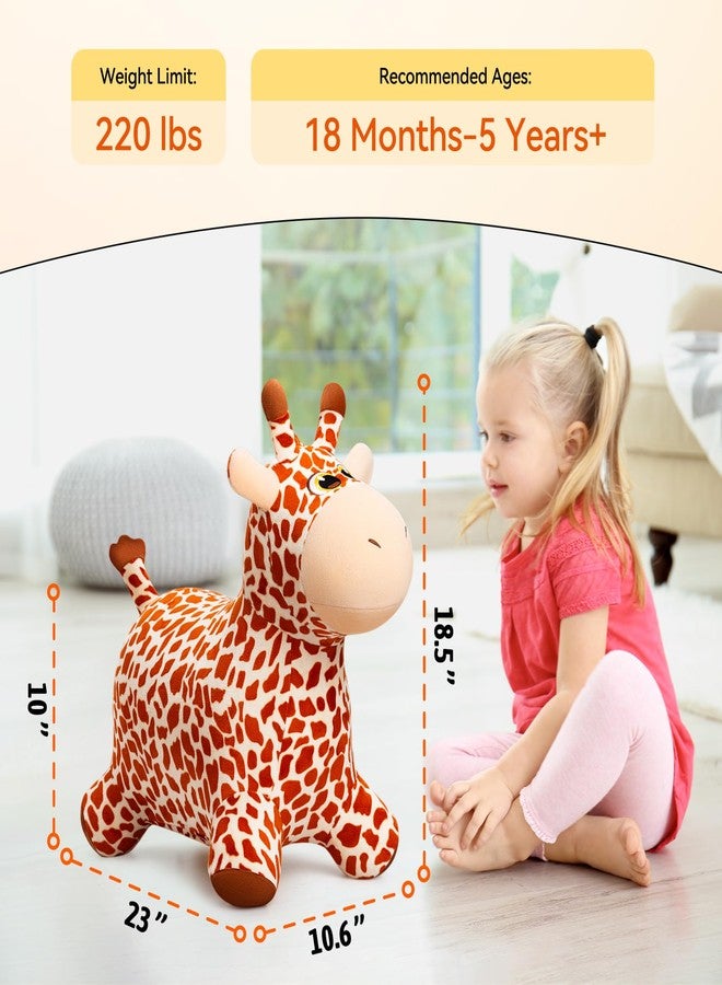 VangeBow Giraffe Bouncy Horse Toys for 1 2 3 4 5 Year Old Kid Gift, Plush Giraffe Ride On Bouncy Animal for Toddlers 1-3, Indoor Outdoor Inflatable Hopping Toys for Girl Boy Birthday Gift(Pump Includ) - Image 3
