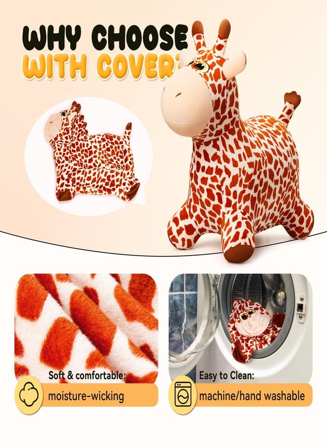 VangeBow Giraffe Bouncy Horse Toys for 1 2 3 4 5 Year Old Kid Gift, Plush Giraffe Ride On Bouncy Animal for Toddlers 1-3, Indoor Outdoor Inflatable Hopping Toys for Girl Boy Birthday Gift(Pump Includ) - Image 5