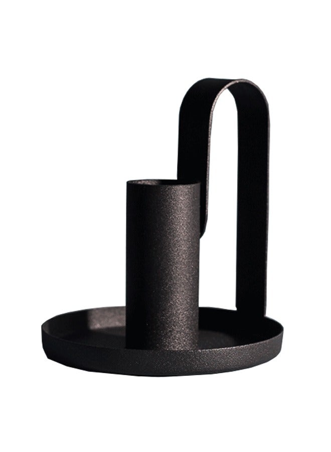 2Pcs حاملات الشموع، الشمعدان، قاعدة الشموع، الشمعدان الحديدي المضاد للصدأ الوقوف على ضوء الشموع حفلة العشاء المطبخ تزيين المنزل لزفاف العشاء تزيين الغرفة (أسود) - Image 2