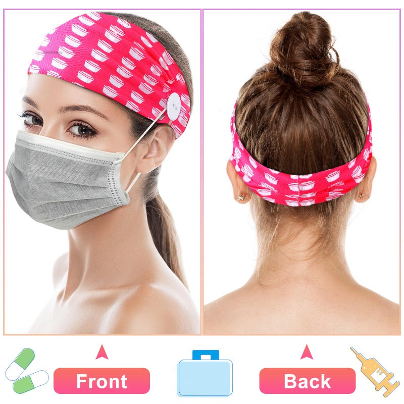 Jexine 12 Pcs Nurse Headbands for Women Non Slip Nursing Headbands with Buttons Dental Assistant Accessories Hygienist Doctor Gifts Elastic Hair Bands(Stylish) - Image 4