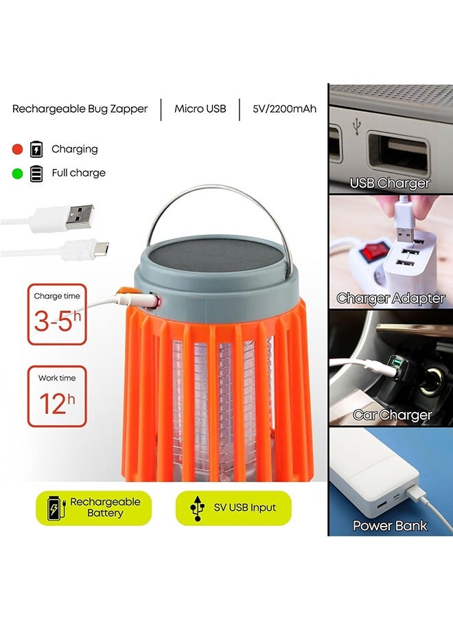 JCB CHIC صاعق البعوض، عبوتان من لمبة إضاءة صاعق الحشرات بالطاقة الشمسية، 3 في 1 صاعق البعوض USB قابل لإعادة الشحن للتخييم، IPX6 صاعق الحشرات المحمول المقاوم للماء للاستخدام الخارجي والداخلي - Image 2