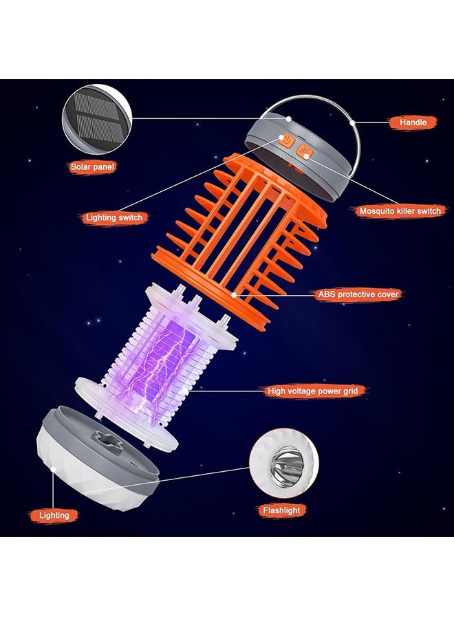 JCB CHIC صاعق البعوض، عبوتان من لمبة إضاءة صاعق الحشرات بالطاقة الشمسية، 3 في 1 صاعق البعوض USB قابل لإعادة الشحن للتخييم، IPX6 صاعق الحشرات المحمول المقاوم للماء للاستخدام الخارجي والداخلي - Image 3