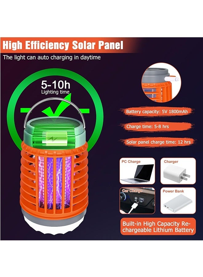 JCB CHIC صاعق البعوض، عبوتان من لمبة إضاءة صاعق الحشرات بالطاقة الشمسية، 3 في 1 صاعق البعوض USB قابل لإعادة الشحن للتخييم، IPX6 صاعق الحشرات المحمول المقاوم للماء للاستخدام الخارجي والداخلي - Image 4