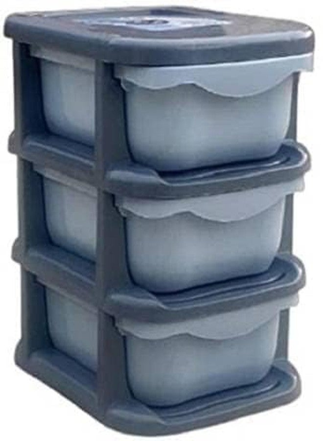 DESCTIDY 3 Layer (Length- 8 inch,Width - 6 inch,Height - 9 inch) Multipurpose Plastic Modular Drawer Organizer Plastic Boxes for Storage System Organisers Storage Box - Image 1