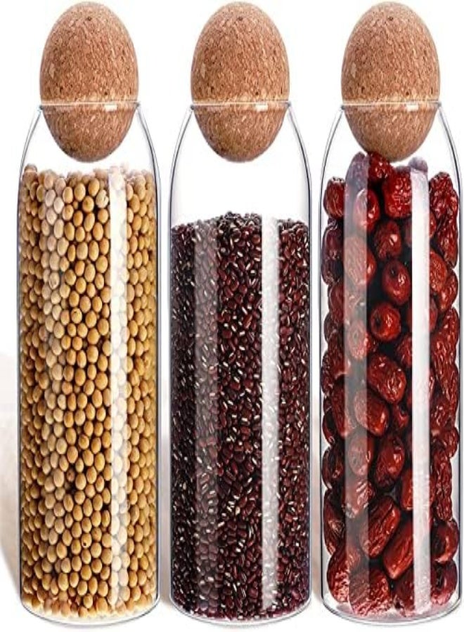 Akdc Glass Food Storage Canister With Airtight Cork Lid [800Ml/27Oz] Clear Food Storage Jar Container With Seal Cork Round Stopper For Kitchen Pantry [27Oz 3 Pieces] (27, Cellular, 3, 561032) - Image 2