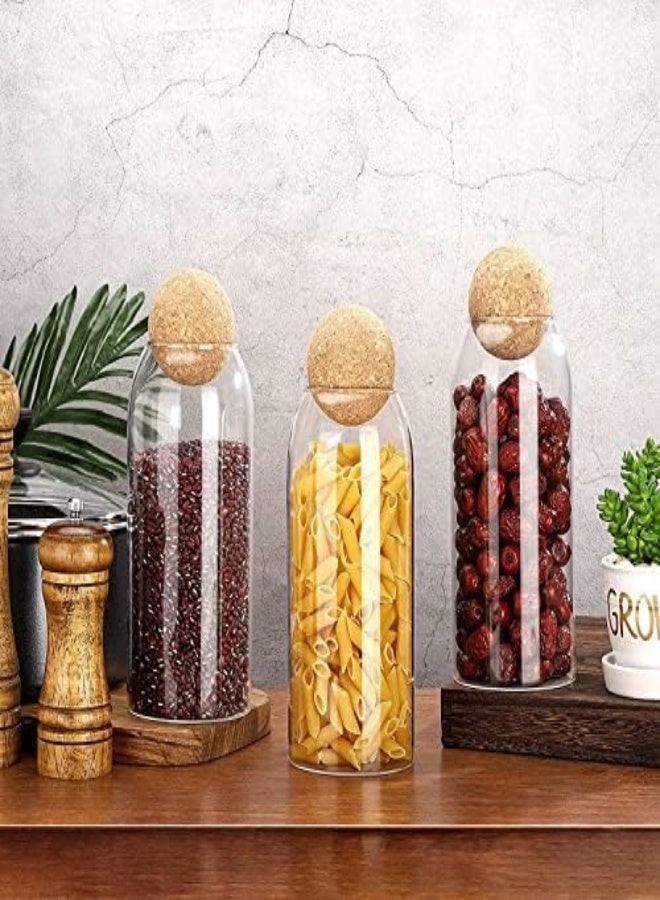 Akdc Glass Food Storage Canister With Airtight Cork Lid [800Ml/27Oz] Clear Food Storage Jar Container With Seal Cork Round Stopper For Kitchen Pantry [27Oz 3 Pieces] (27, Cellular, 3, 561032) - Image 4