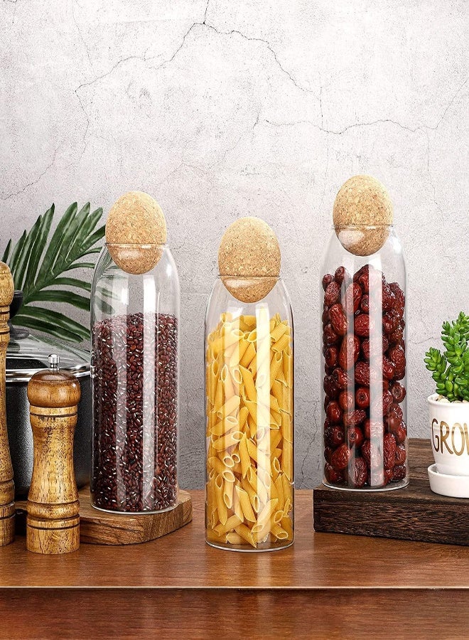Akdc Glass Food Storage Canister With Airtight Cork Lid [800Ml/27Oz] Clear Food Storage Jar Container With Seal Cork Round Stopper For Kitchen Pantry [27Oz 3 Pieces] (27, Cellular, 3, 561032) - Image 5