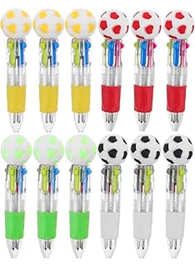 12Pcs 4 In 1 Ballpoint Colored Pens Soccer Themed Sports Set Party Favors - Image 1