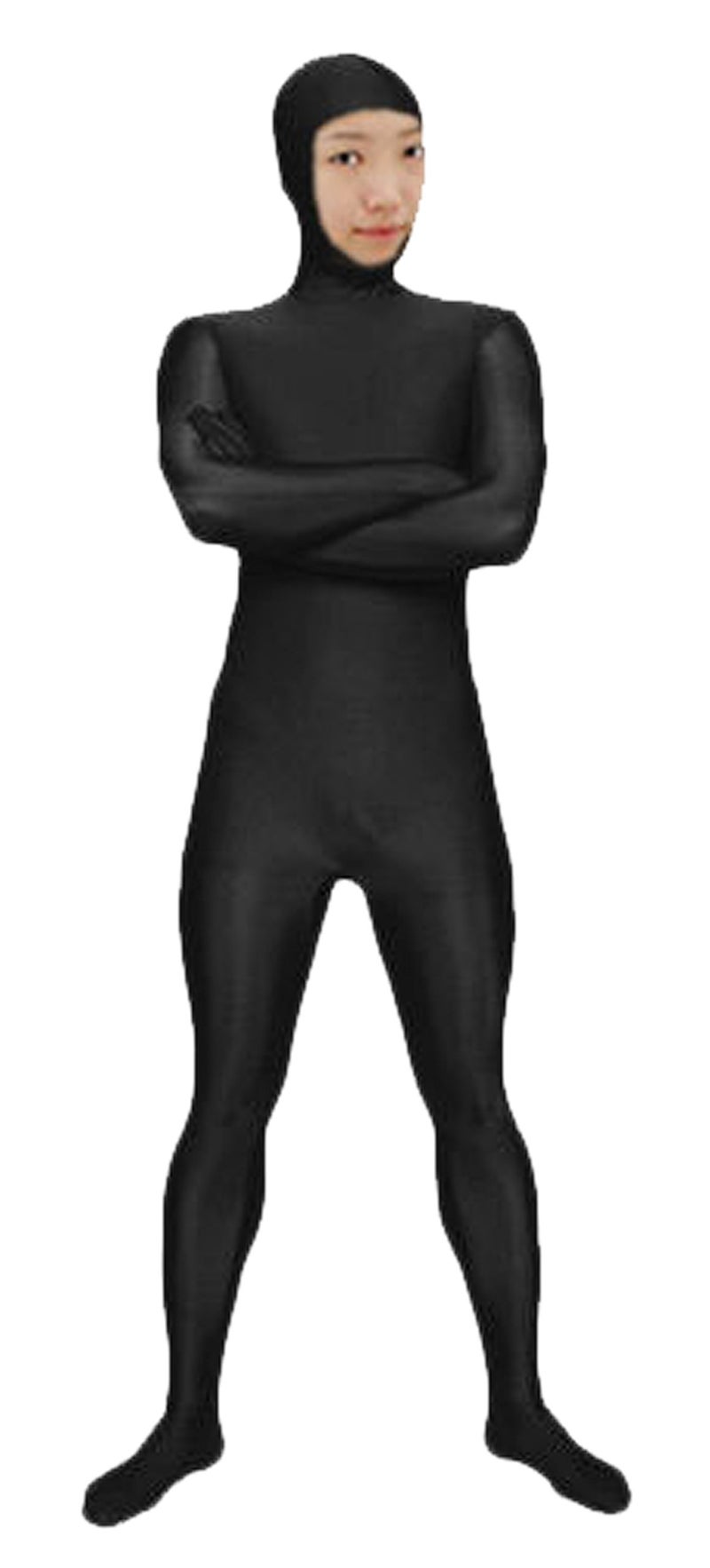 VSVO Spandex Open Face Full Bodysuit Zentai Suit for Adults and Kids Black Medium