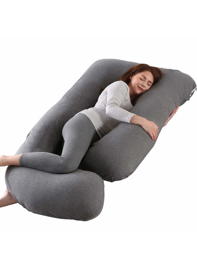 Victostar Pregnancy Pillow,57 inches U Shaped Maternity Pillow with Removable Cover Full Body Pillow Support for Back, HIPS, Legs, Belly (Black Gray)  - Image 1