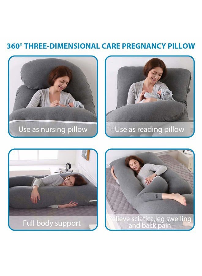 Victostar Pregnancy Pillow,57 inches U Shaped Maternity Pillow with Removable Cover Full Body Pillow Support for Back, HIPS, Legs, Belly (Black Gray)  - Image 5