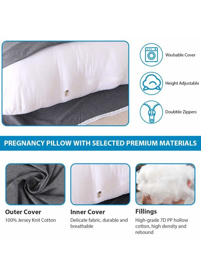 Victostar Pregnancy Pillow,57 inches U Shaped Maternity Pillow with Removable Cover Full Body Pillow Support for Back, HIPS, Legs, Belly (Black Gray)  - Image 3
