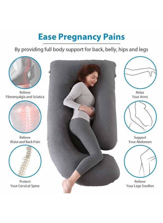 Victostar Pregnancy Pillow,57 inches U Shaped Maternity Pillow with Removable Cover Full Body Pillow Support for Back, HIPS, Legs, Belly (Black Gray)  - Image 2