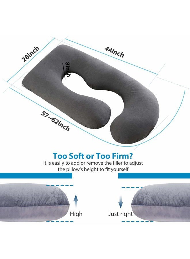 Victostar Pregnancy Pillow,57 inches U Shaped Maternity Pillow with Removable Cover Full Body Pillow Support for Back, HIPS, Legs, Belly (Black Gray)  - Image 4