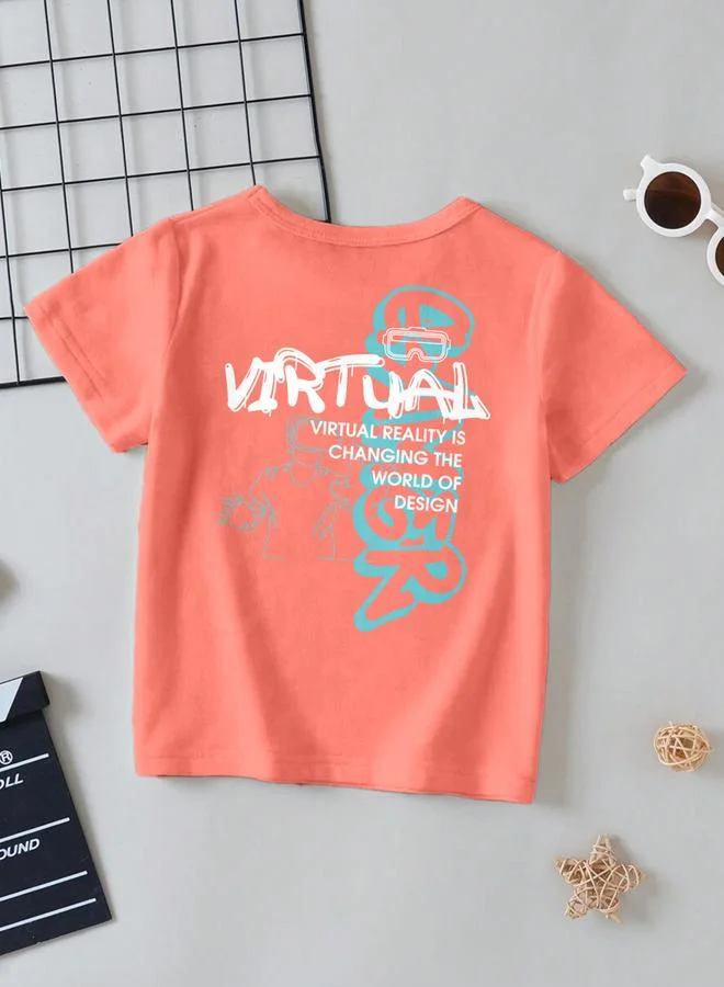 كوديز تيشيرت أطفال قطني بطبعة جرافيك وردية