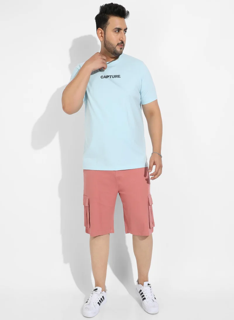 Instafab Plus Men's Icy Blue Basic Regular Fit T-Shirt
