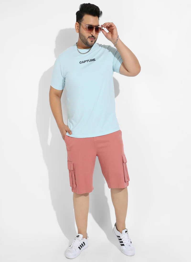 Instafab Plus Men's Icy Blue Basic Regular Fit T-Shirt