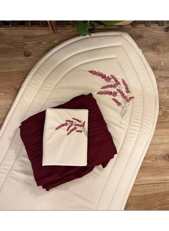 بريميم طقم سجادة صلاة فاخرة مطرزة مع غطاء مطابق - سجادة صلاة إسلامية مبطنة ناعمة بتصميم زهري أنيق، طقم هدايا إسلامي محمول - Image 2