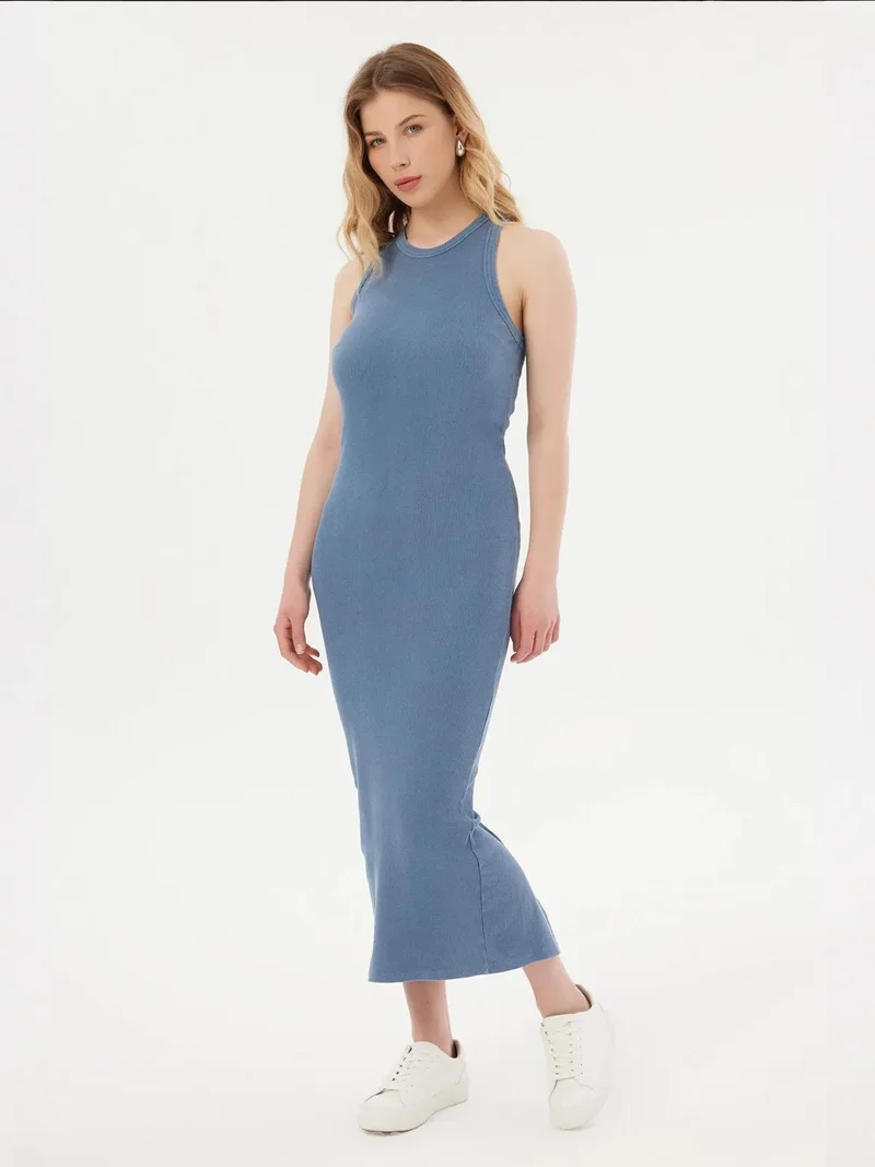 HICCUP Round Neck Sleeveless Maxi Basic Dress