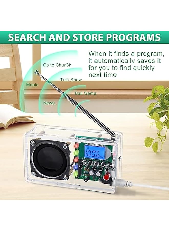 erorex Soldering Project Radio Fm Radio Kit Radio Assembly Kit With Led Flashing Light Diy Radio Kit With Headphone Jack Lcd Display Soldering Practice Kit Fm 76 108Mhz Learning Teaching Stem Education  - Image 3