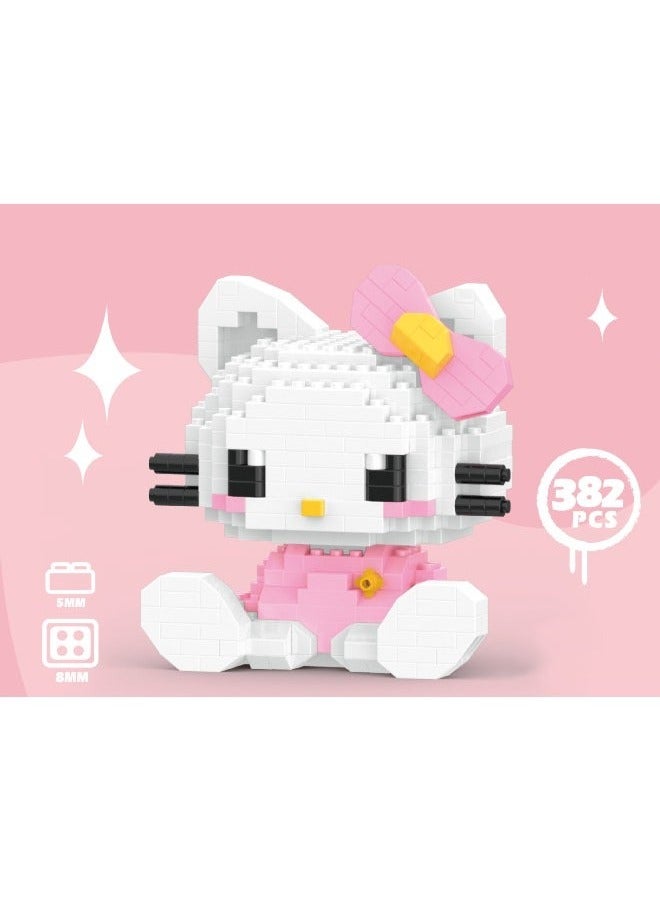 ليلي براذر مجموعة مكعبات بناء هالو كيتي الكرتونية، 382 قطعة، مكعبات بناء يدوية الصنع، مكعبات بناء صغيرة كلاسيكية، مناسبة للأولاد والبنات من سن 6 سنوات فما فوق. - Image 3