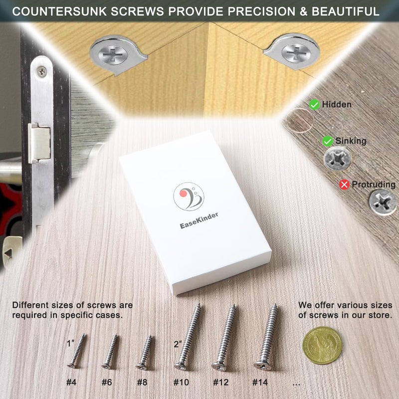 Kinder Wood Screws - 50PCS Flat Head Phillips Screws, 304 Stainless Steel Screw with Adjustable Wood Countersink Kit (#6 x 2) - Image 5