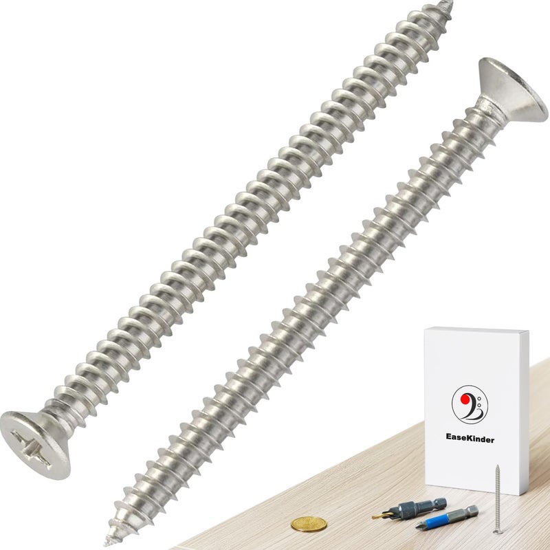 Kinder Wood Screws - 50PCS Flat Head Phillips Screws, 304 Stainless Steel Screw with Adjustable Wood Countersink Kit (#6 x 2) - Image 4