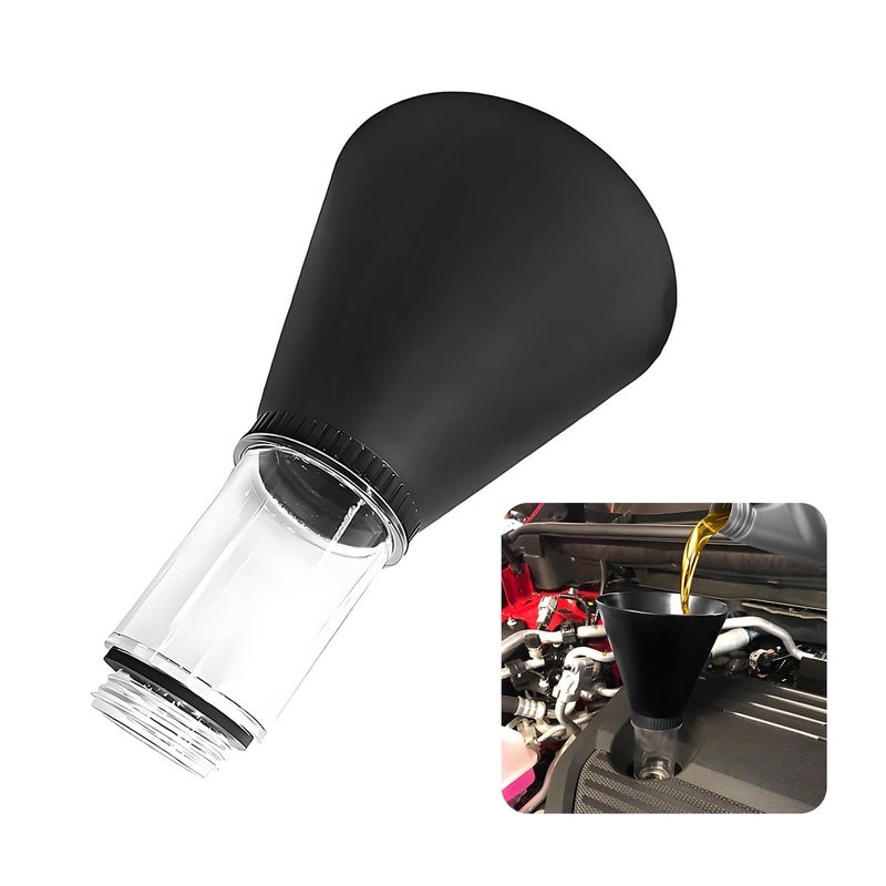 FALVFUN Car Engine Oil Funnel Vehicle Threaded Locking No Spill Spout Directly into Filler Funnel Automotive Diesel Change Tool Compatible with Avalon Tercel Venza Black - Image 3