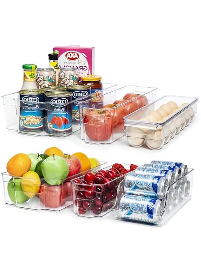 هوكور مجموعة صناديق تنظيم الثلاجة الشفافة من هوكور، صناديق تنظيم الثلاجة للمستلزمات المنزلية والطعام وأدوات النظافة والمكياج ومستلزمات التنظيف وغرفة الغسيل وغرفة المؤن والمطبخ والتخزين - Image 1