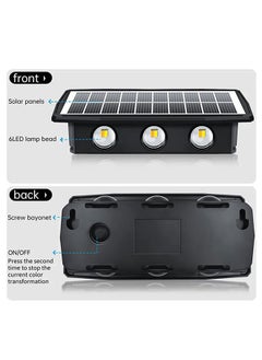 Muyixin 2Pack Upgraded Led Solar Up Down Wall Light, Warm White Outdoor Wall Lamps for House,Small Exterior Light Fixture Waterproof Nordic Style Lighting Decor (Warm Light, 6 Led)  - Image 5