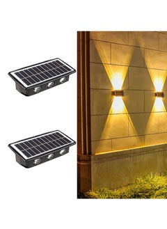 Muyixin 2Pack Upgraded Led Solar Up Down Wall Light, Warm White Outdoor Wall Lamps for House,Small Exterior Light Fixture Waterproof Nordic Style Lighting Decor (Warm Light, 6 Led)  - Image 1