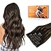 DOORES Clip in extensions - Real Human Hair with Invisible Edge, Dark Brown to Chestnut Brown 22 Inch 150g 7pcs, Straight Natural Virgin Hair - Image 2