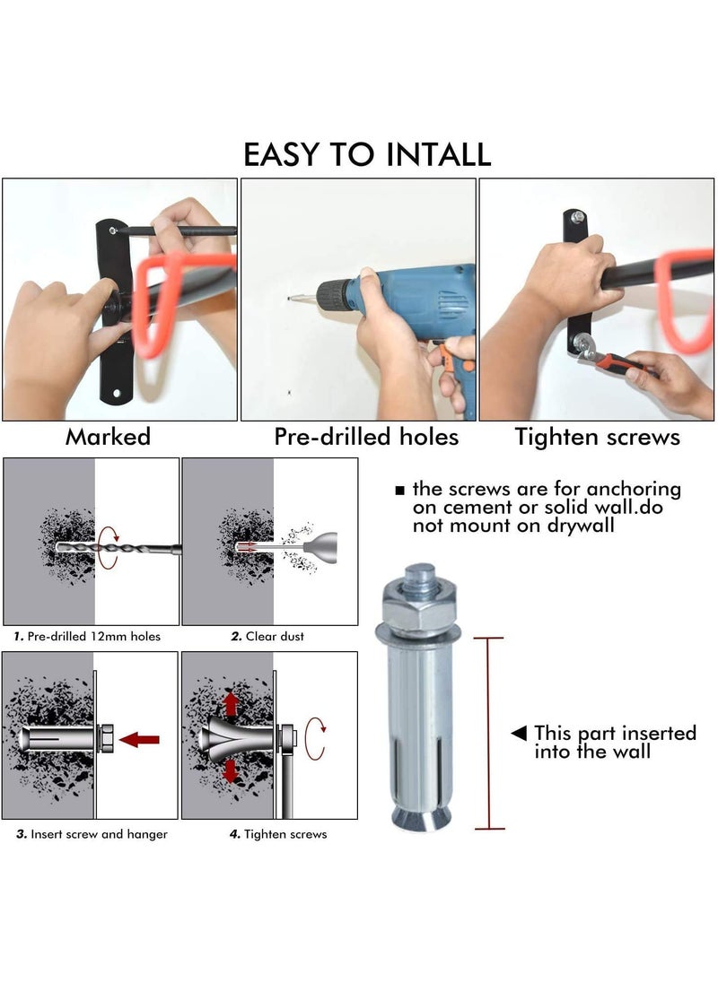 Linist Linist Bicycle Bracket Wall Mounts Folding Rack Storage Dual Hooks Bicycle Wall Mount Stand Hanger Horizontal Hanging MetalStone  - Image 4