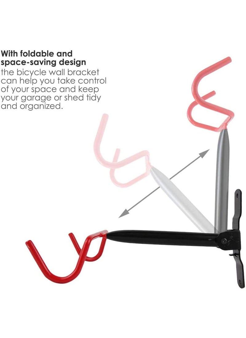 Linist Linist Bicycle Bracket Wall Mounts Folding Rack Storage Dual Hooks Bicycle Wall Mount Stand Hanger Horizontal Hanging MetalStone  - Image 2