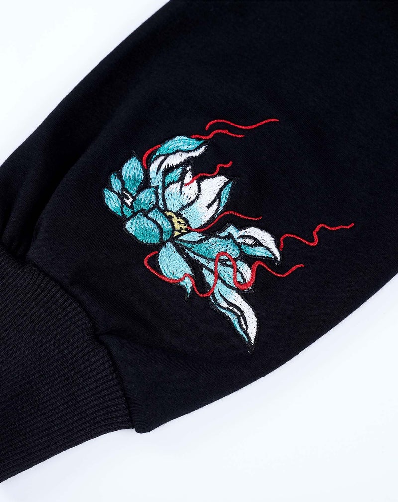 Niepce Inc Streetwear Kirin Embroidered Men's Heavyweight Graphic Hoodies (as1, alpha, x_l, regular, regular, black-blue-kirin) - Image 5