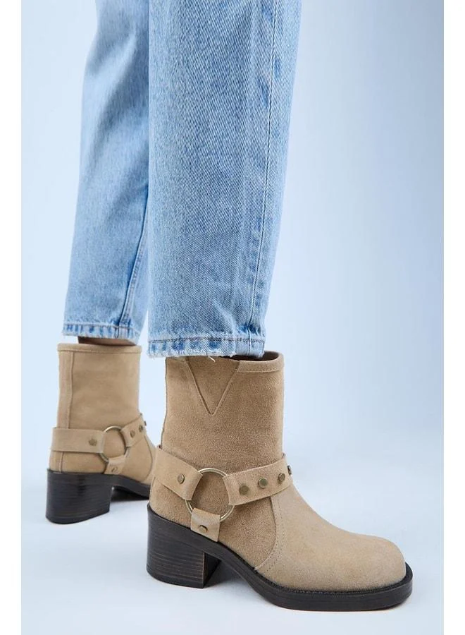 (Lukka) Women's Genuine Leather Biker Treaded Sand Boot.