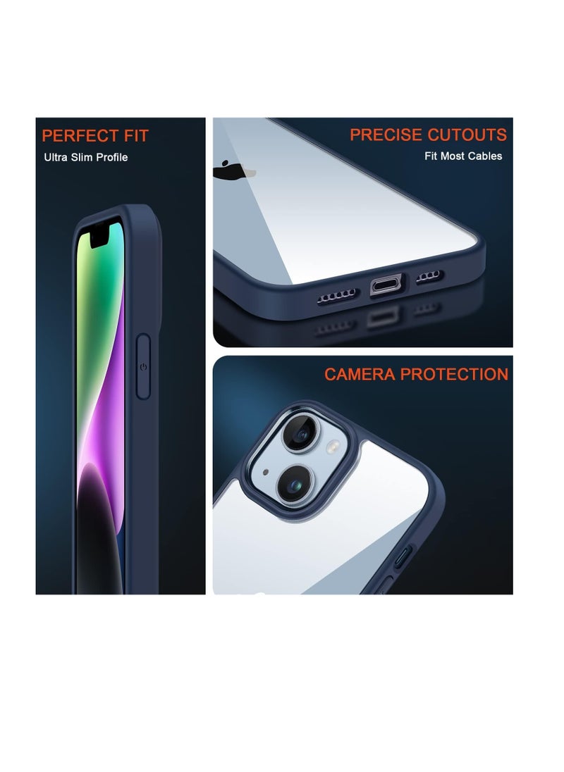 Generic - Case Compatible With iPhone 15+ Plus/iPhone 14 Plus 6.7-Inch, Crystal Clear Case [Not Yellowing] [Drop Protection] Shockproof Case Transparent Protective Slim Cover Phone (Blue) - Image 1