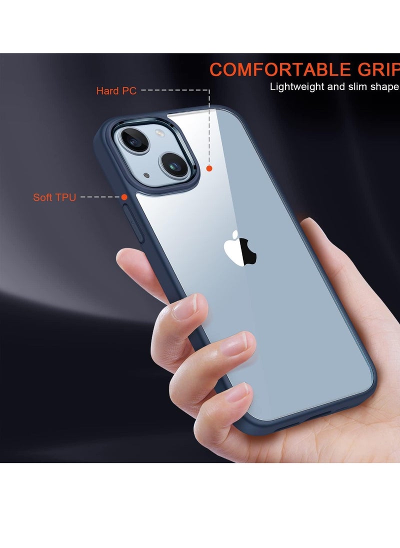 Generic - Case Compatible With iPhone 15+ Plus/iPhone 14 Plus 6.7-Inch, Crystal Clear Case [Not Yellowing] [Drop Protection] Shockproof Case Transparent Protective Slim Cover Phone (Blue) - Image 1