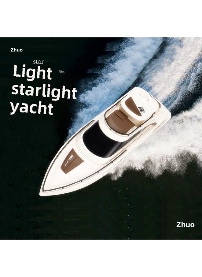 Remote Control Model Ship Interactive Small Remote Control Starlight Yacht Speedboat Wireless Charging Electric Water Toy Model-Color:Yacht On The Stars-Specifications:Dual Battery Version (about 30 Minutes Of Driving)  - Image 3