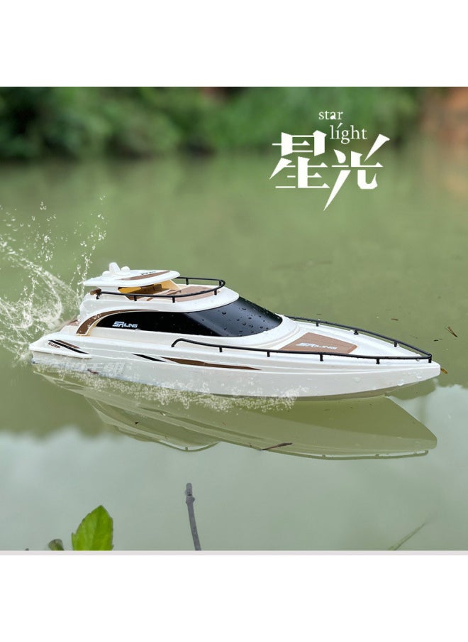 Remote Control Model Ship Interactive Small Remote Control Starlight Yacht Speedboat Wireless Charging Electric Water Toy Model-Color:Yacht On The Stars-Specifications:Dual Battery Version (about 30 Minutes Of Driving)  - Image 2