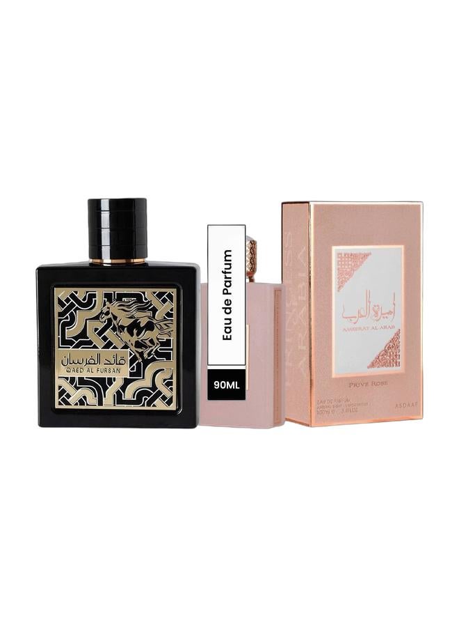 Lattafa مجموعة Qaed Al Fursan EDP 90 مل و Ameerat Al Arab Prive Rose EDP 100 مل - Image 1