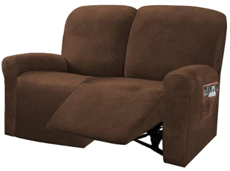 ULTICOR ULTICOR Reclining Love Seat Slipcover 48  65 L 6Piece Velvet Stretch Loveseat Reclining Sofa Covers 2 seat Love seat Recliner Cover Thick Soft Washable Chocolate 